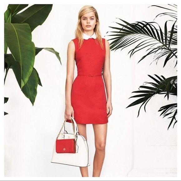 Tory BURCH-Linen Silk Blend Kimberly Belted Dress - Picture 2 of 13